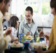 A family having dinner